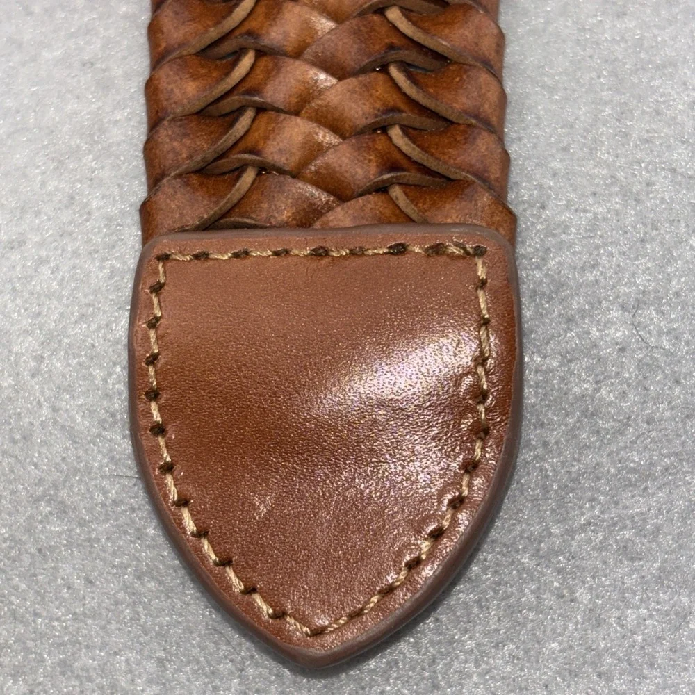 Tommy Bahama Men's Brown Braided Stretch Leather Belt XL 42-44 Woven Casual EUC